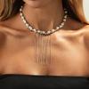 Изысканное барочное колье Salircon с имитацией жемчуга и кисточками, женское, в стиле бохо, регулируемая, нестандартная цепочка на ключицу с бусинами, украшение в стиле Y2K.