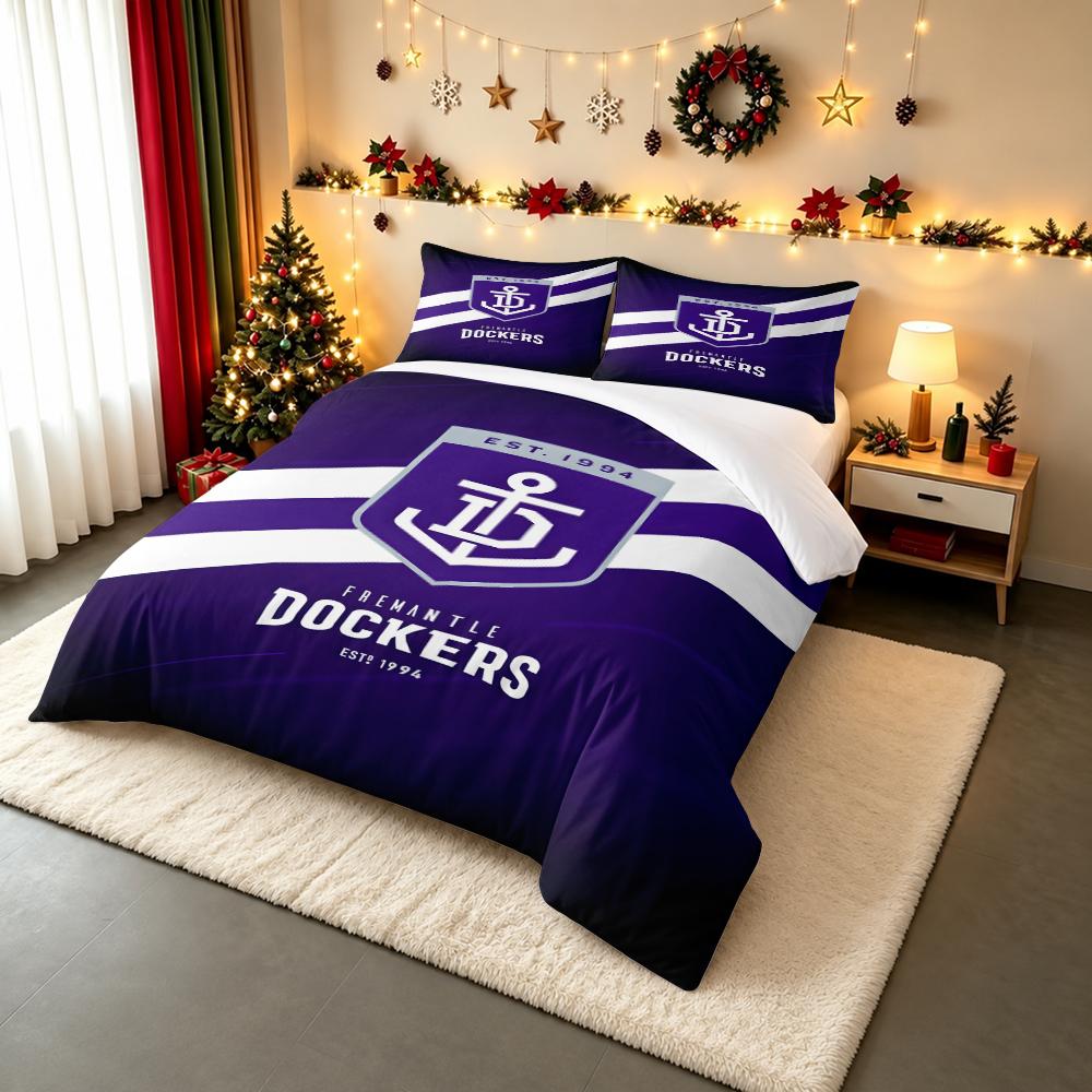 Duvet Cover Set Fremantle Dockers 1994 Purple Anchor AFL Australian Football 3 Piece Bedding for Adult Fan Gift