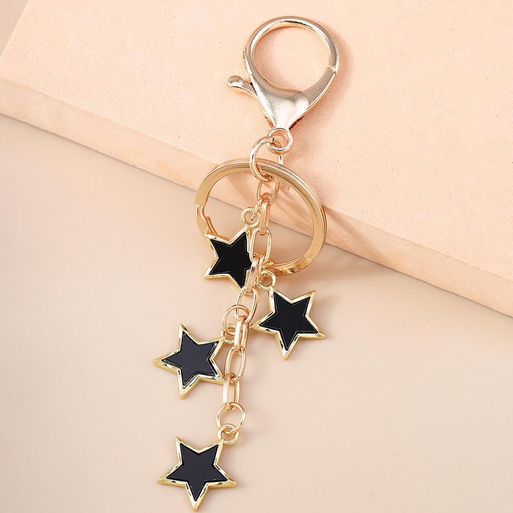 Cute Enamel Crystal Star Keychain Women Girls Key Ring Pendants for Handbag Decor DIY Handmade Jewelry Key Chain Gifts