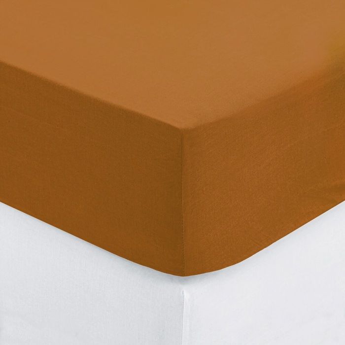 Drap housse - Coton - 90 x 190 cm - Couleur cumin - Bonnet 30 cm - OEKO-TEX®