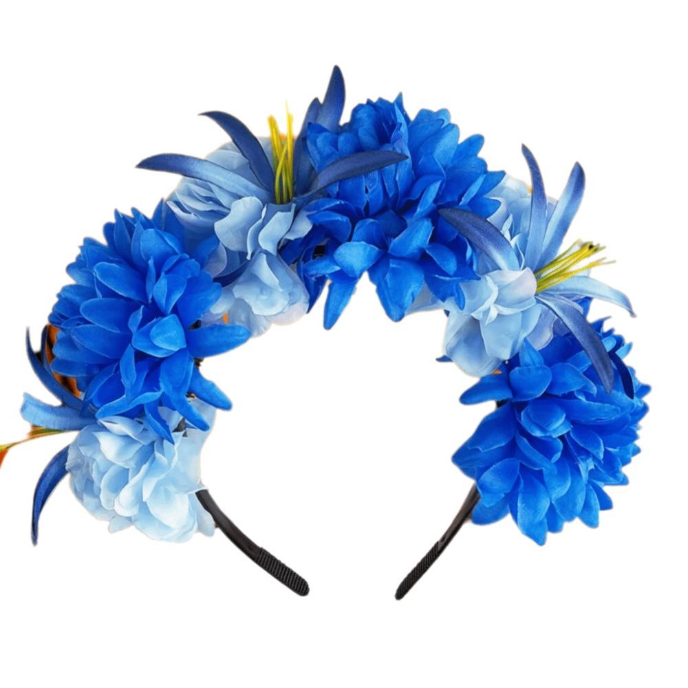 Bright Artificial Marigold Flower Headband Vivid Faux Marigold Floral Headpiece Holiday Gathering