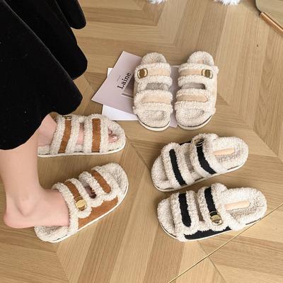 Руфь с толстой подошвой, ногами, длинными волосами, тапочки, женская обувь, осень и зима, универсальные, интернет-знаменитость, шлепанцы, тренд