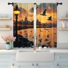 2pc, Scene Curtains Golden Sunset Seagulls Durable 100% Polyester Fabric,Without Electricity Family Party Perfect for Indoor