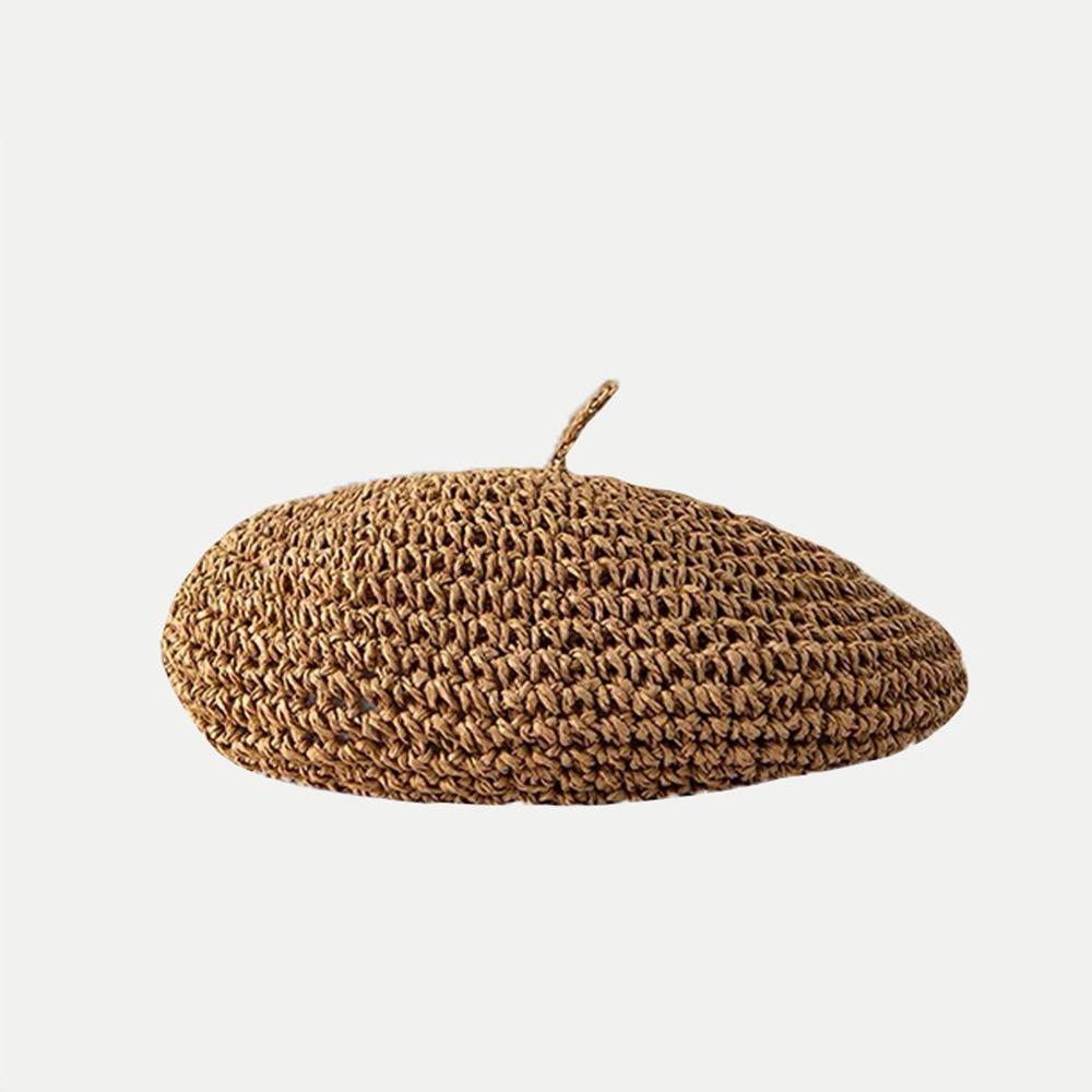 Summer Weave Cap Handmade Painter Hat Fashion Straw Beret Women