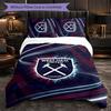West Ham United Football 3 Piece Bedding Set Soft Duvet Cover Set with Pillowcases Printed Bedroom Decor Set for Home