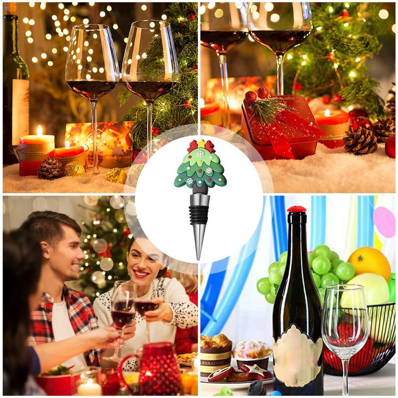 Christmas Red Wine Bottle Stopper Classic Christmas Element Crafts For Home Holiday Party Red Wine Bottle Decoration