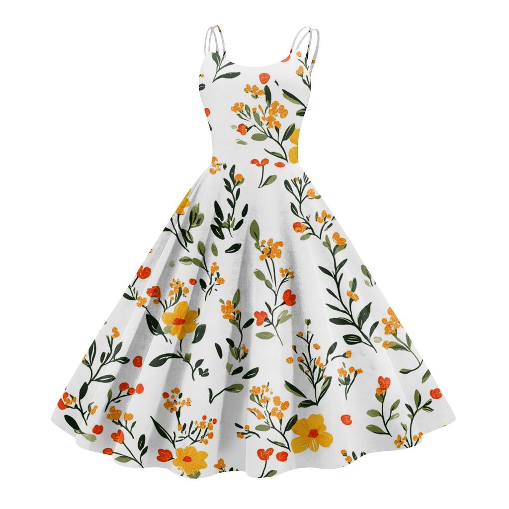 Женское повседневное модное платье с цветочным принтом, сексуальное с открытыми плечами, панк-ретро платье, ретро платье