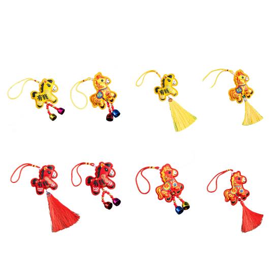 2026 Chinese New Year Horse Lucky Hanging Pendant Zodiac Animal Feng Shui Charm with Tassel/Bell for Spring Festival Wedding Party Car Tree Decor