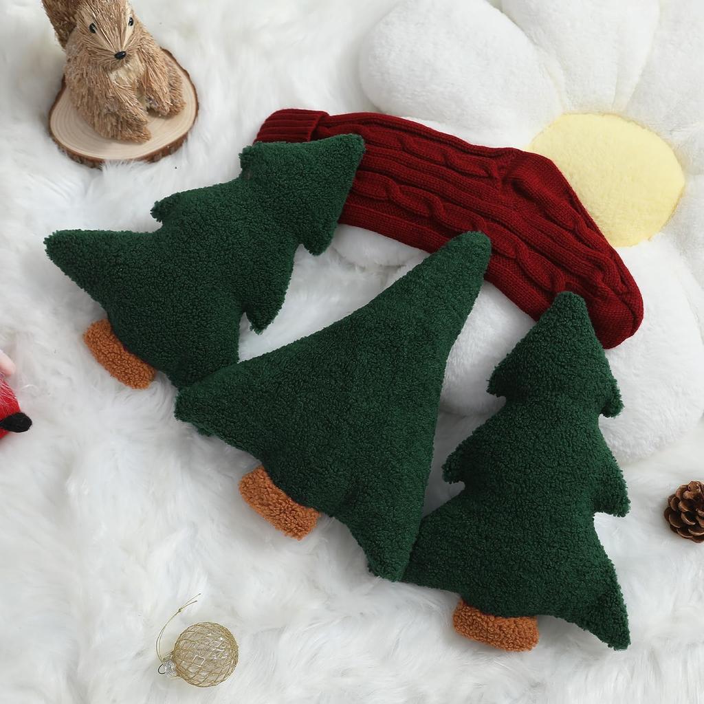 Christmas Tree Shaped Plush Pillows Set of 2 Home Sofa Bed Holiday Decor 12.2 Inch WL-006B