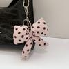 Padded Fabric Bag Pendant Polyester Backpack Handbag Decor Cute Polka Dot Bow Keychain  Gift