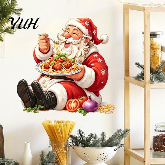 Easy to Apply Wall Murals Santa Claus Sticker, Waterproof PVC Decal, Removable Decorative Window Clings Festive Art for Glass Windows And Doors