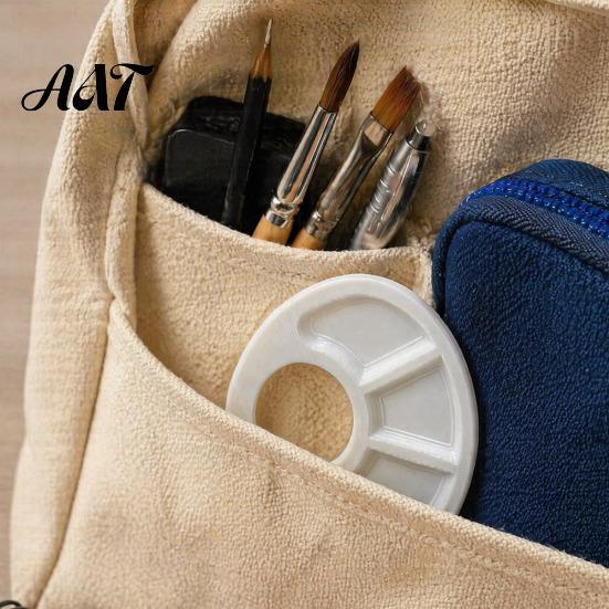 Portable Art Supplies for Painters Mini Paint Palette Tray, with Thumb Hole, Lightweight Durable Watercolor Outdoor Sketching Mixing Painting Palette,