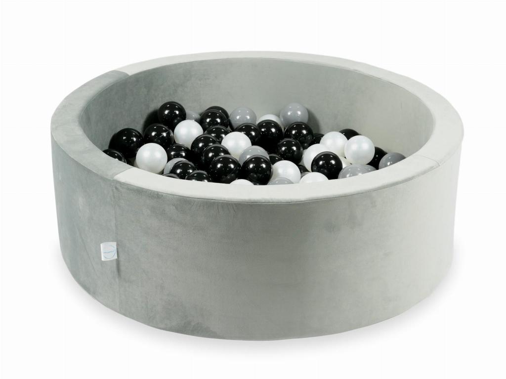 Suchy Basen Z Piłeczkami 200 Sztuk 90X30 Velvet Szary: Czarne, Szare, Perłowe