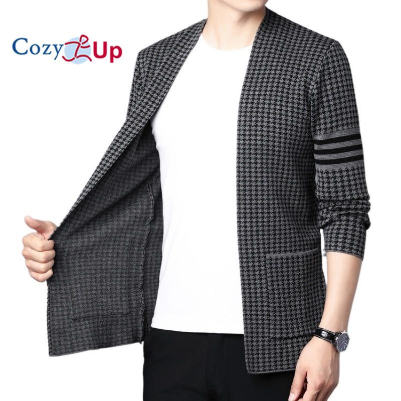 Cozy Up Knitted Cardigan Long Sleeve V Neck Single Breasted Houndstooth Loose Casual Button Down Jumper Sweater