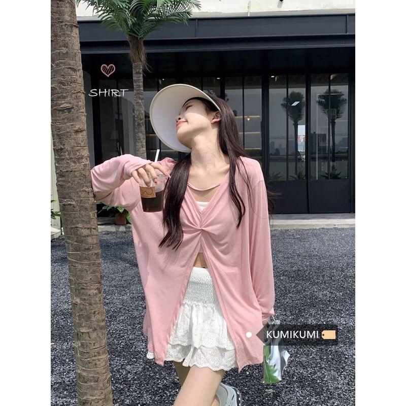 Two-Way Wear Niche Style Long Sleeves Thin Loose Sun Protective Blouse