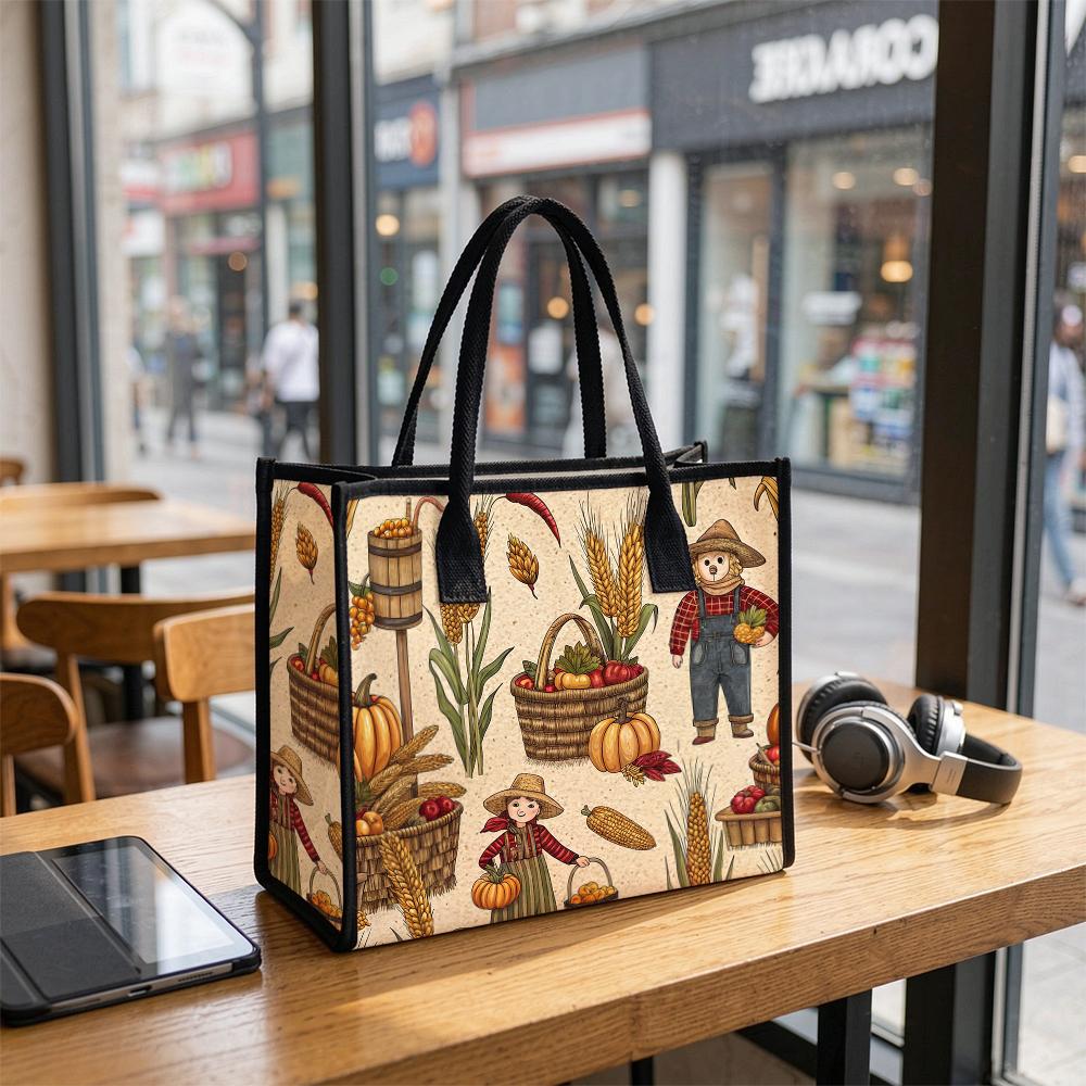 Autumn Harvest Farm Pattern Casual Handbag Stylish Portable Daily Tote