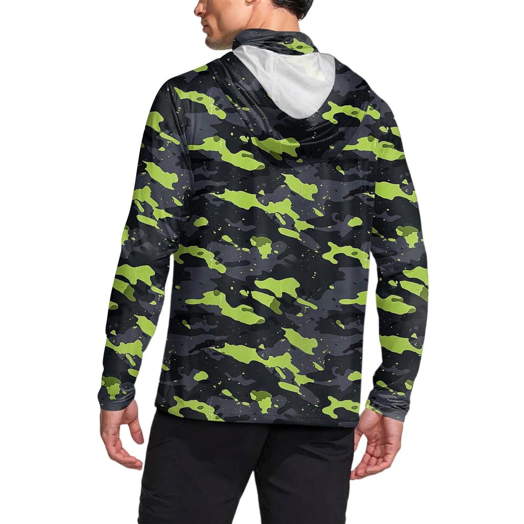 Мужская рубашка с защитой от солнца UPF50+, быстросохнущая рубашка с длинным рукавом, рубашка для бега, тренировок, рыбалки