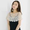 Hollow Out Lace Shawl Poncho Elegant Lace Neckline Shirt Cover Lace Cover Up Tops  Daily