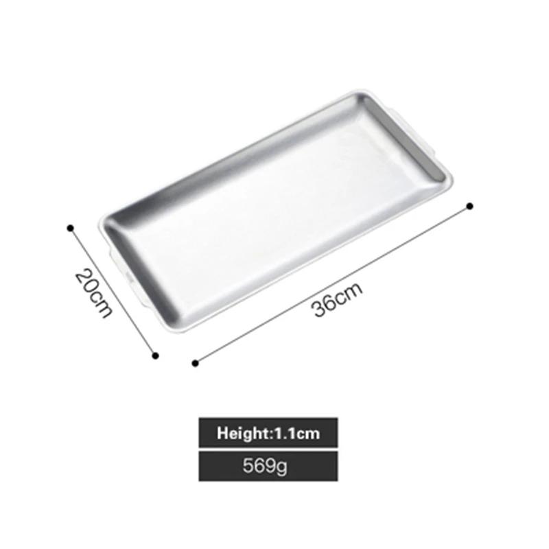 Утолщенная прямоугольная квадратная золотая тарелка из нержавеющей стали 304 Корейское блюдо для барбекю Суши Плоская тарелка Поднос Поднос для хранения