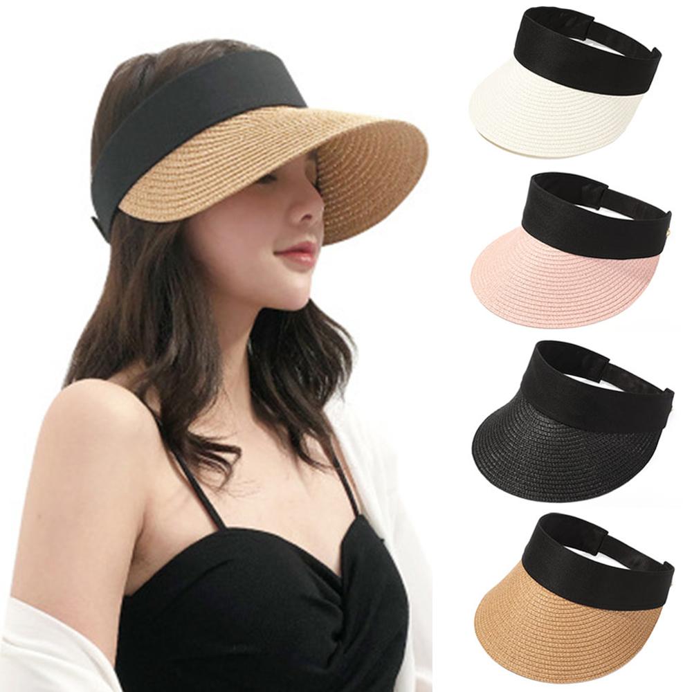 Summer Wide Brim Portable Beach Hat Straw Cap Visors Sun Hat