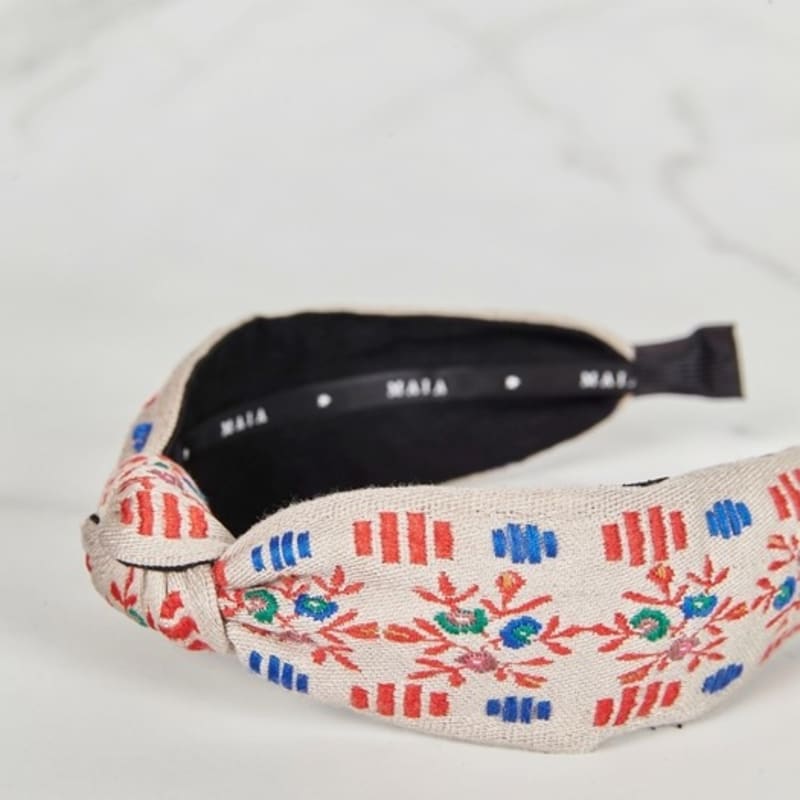 MAIA Garden Жаккардовая повязка для волос - Узловая Бежево-розовая