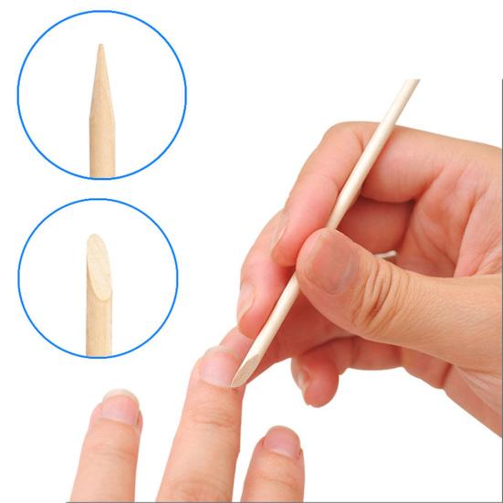 100 Pcs Nail Art Cuticle Pusher Remover Orange Wood Stick Pedicure Manicure Tool