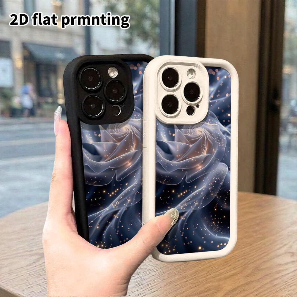 Phone Case: 2D flat design suitable for iPhone 18 17 16 15 14 13 Pro stepped protective case, starry rose, Christmas and Halloween gift