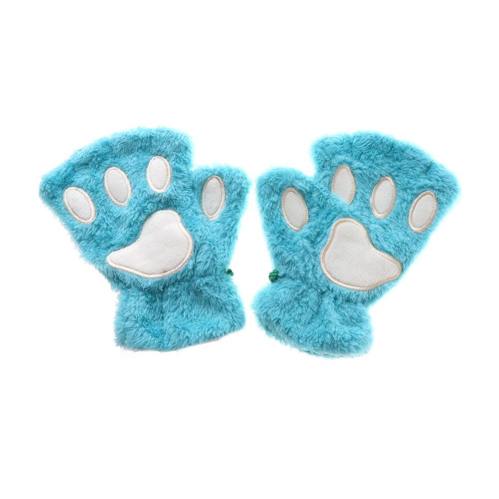 14Colors Girl Lovely Winter Warm Plush Fingerless Gloves Bear Cat Paw