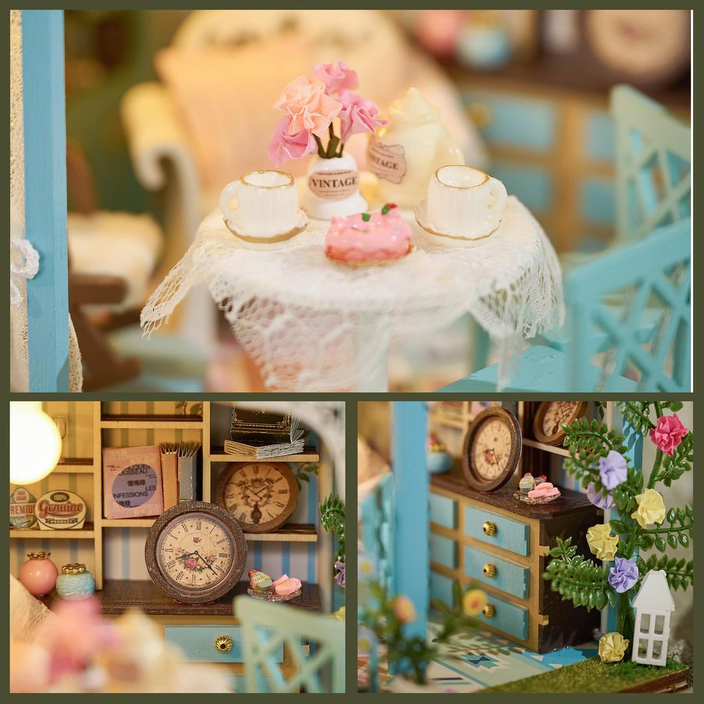 CRESYMME Dollhouse Miniature Kit Wooden 3D Puzzle DIY Handmade For Adults (Flower Dreamland)
