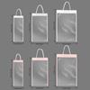 10 Pcs Rectangle Clear Flower Packaging Bags Plastic White/Pink Bouquet Wrapping Bags Transparent Polyester Cord Handles