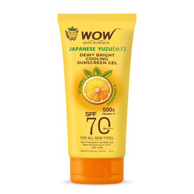 WOW Skin Science Японский Юзу + Витамин С с 5 Керамидами Увлажняющий Осветляющий Гель-Санскрин | SPF 70 PA++++ 500x Витамин С | Быстрое Впитывание | Не Оставляет Белых Следов