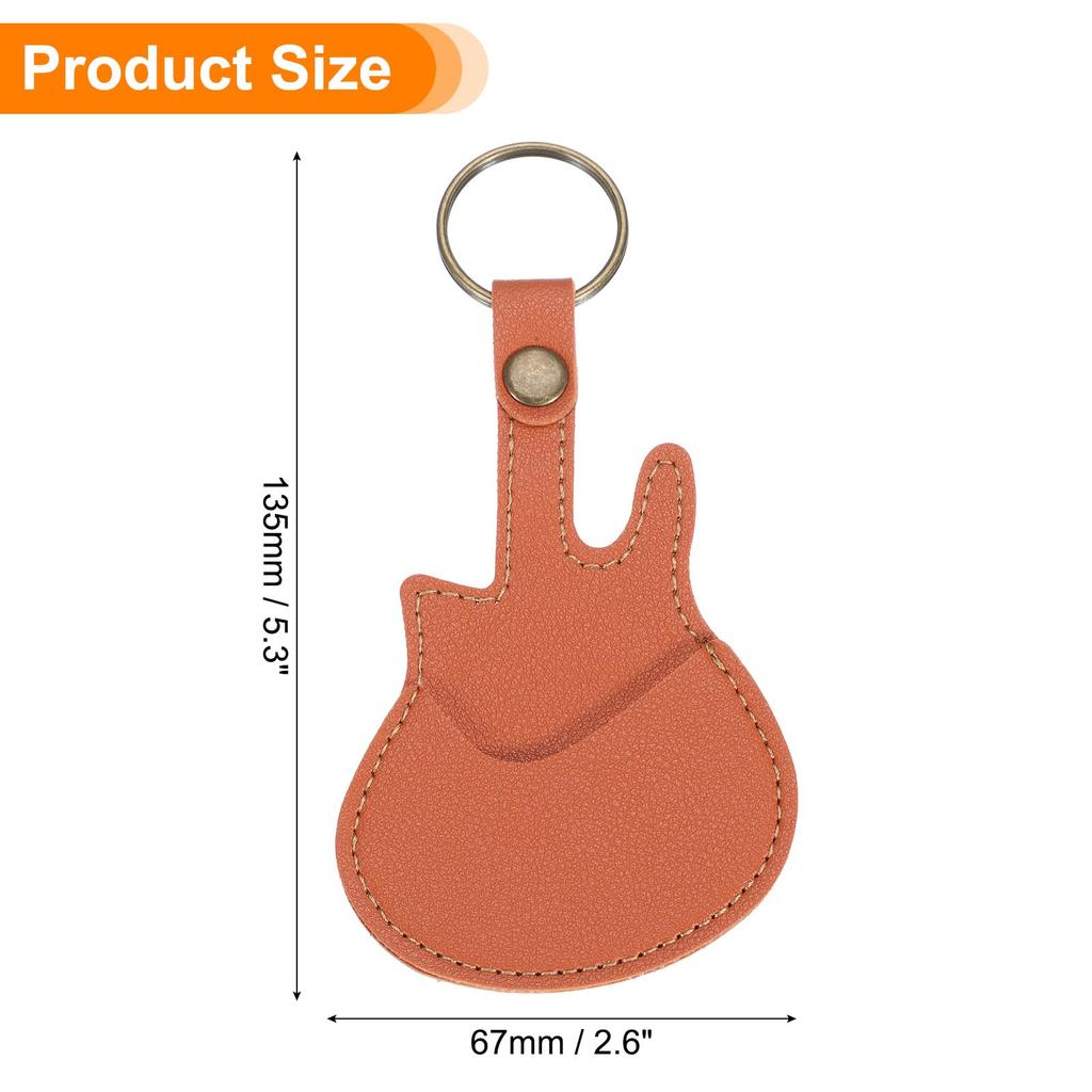 uxcell Guitar Pick Holder Case Artificial Leather Acoustic Electric Guitar Pick Case Bag Orange