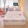 Chic Floral Printed Fitted Sheet Set Pink Flowers Mattress Covers for Girls Women 100% Cotton Soft Skin-friendly Bedding Set