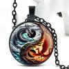Ретро Ян Феникс и Инь Дракон Стеклянный Купол Ручной Работы Цепочка Подвеска Ожерелье Для Мужчин И Женщин Ювелирные Аксессуары Подарок на День Рождения