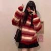 Autumn and Winter Sweet Wind Imitation Mink Fleece Soft Waxy Sweater Women's New Lazy Wind Striped Knitted Pullover Women's