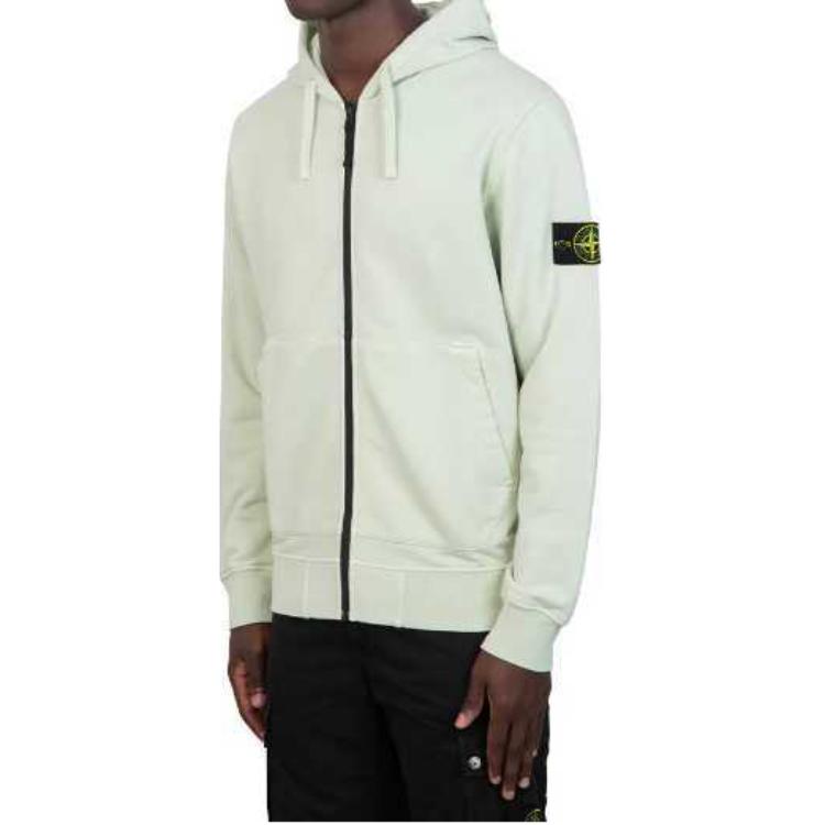 STONE ISLAND Толстовка с молнией и логотипом Мужские толстовки Фисташково-зеленый 801564251-V0051