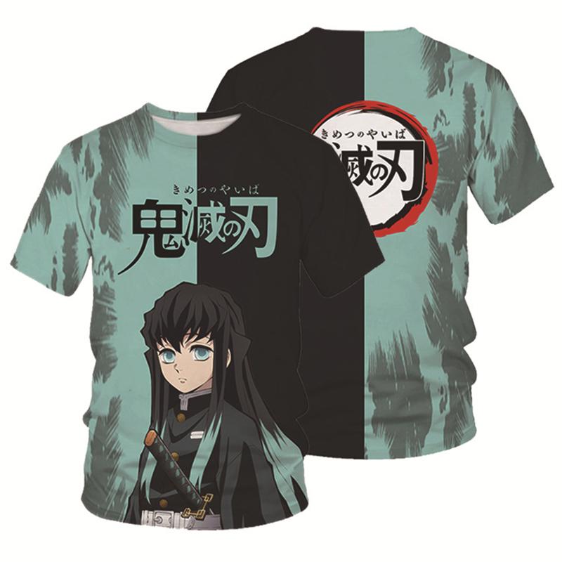 Летняя модная футболка в стиле аниме «Demon Slayer Kochou Shinobu», детская повседневная футболка унисекс для мальчиков и девочек, футболка большого размера, топы
