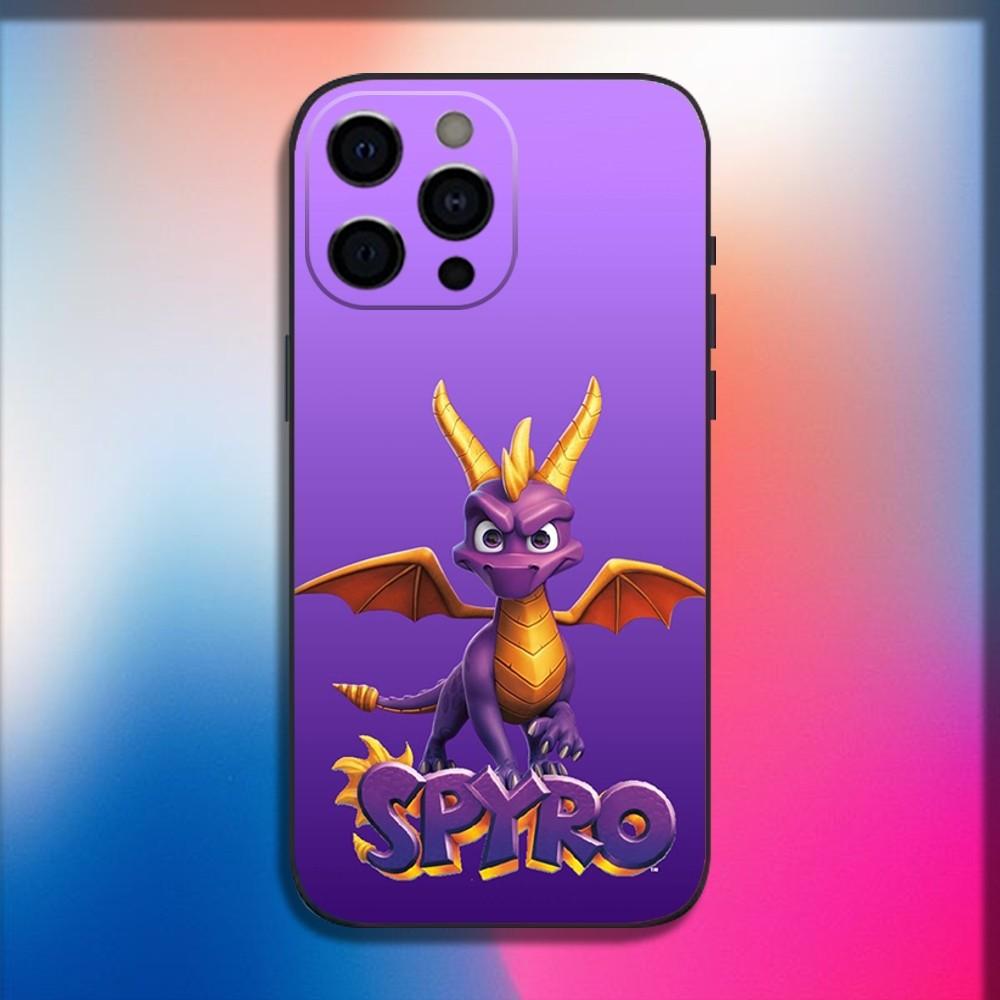 Чехол для телефона с изображением дракона из игры Spyro для iPhone 16,15,14,13,12,11, Pro, X, XS, Max, XR, Plus, Mini, Мягкий черный чехол