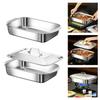 Sturdy Square Silver Food Tray Durable Stainless Steel Serving Platter Rust Proof Dishwasher Friendly Kitchen Tray