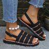 Fashion Women Sandals Large Size 2025 New Weave Casual Flat Shoes Women Buckle Strap Comfortable Single Women Sandals Sandalias De Mujer