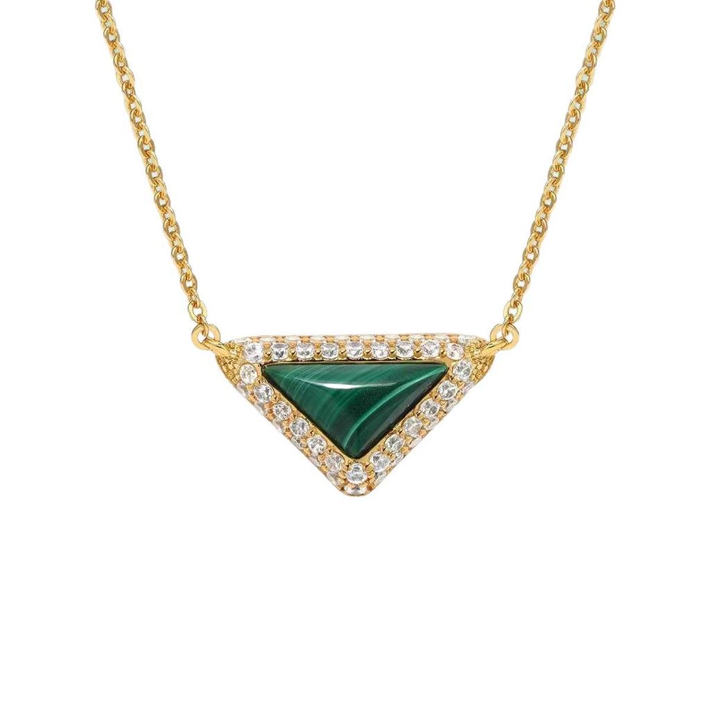 Ожерелье из натурального камня треугольной формы с бриллиантами - Роскошное, изысканное и универсальное колье-цепочка для ключицы для создания высококлассного стиля.