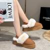 Fashion 2024 New Leather Women Fashion Winter Indoor Solid Color Suede Fur Slippers Ladies Home Platform Warm Slip-on Women's Shoes