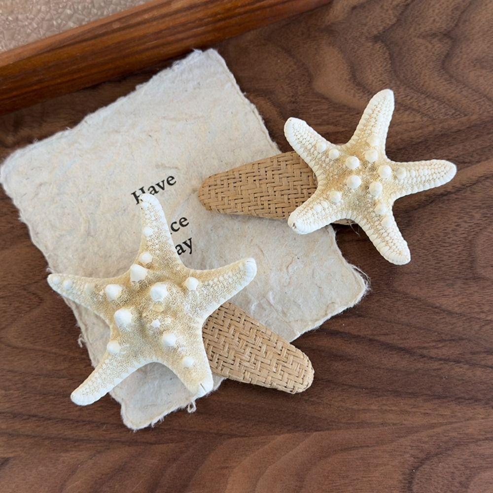 Летняя заколка для волос в виде морской звезды в корейском стиле, милая заколка для челки, элегантная заколка для волос в виде морской звезды для женщин/девочек