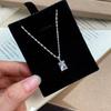 Womens Rhombus Zircon Necklace Water Wave Chain Minimalist Fashion Commuter Style Clavicle