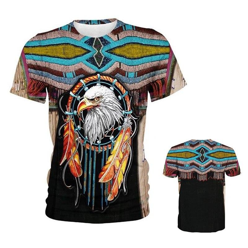 3D мужская футболка в стиле ретро Харадзюку в индийском стиле с графическим принтом и короткими рукавами, летняя повседневная уличная одежда с круглым вырезом, трендовые футболки