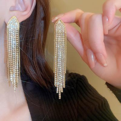 Изысканные Преувеличенные Серьги с Кисточками и Стразами для Женщин Свадебные Свадебные Длинные Серьги-Кисточки Ювелирные Изделия Подарок на Рождественскую Вечеринку