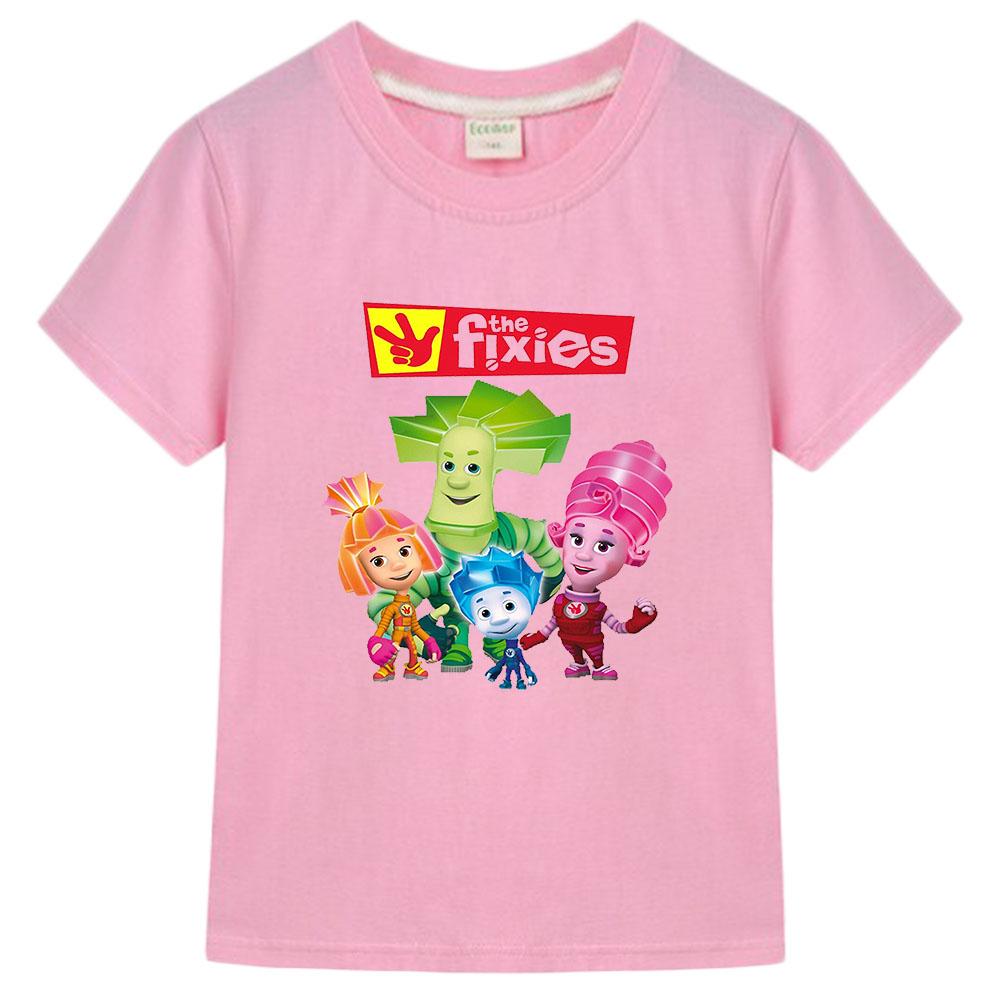 The Fixies Cartoon Boys and Girls 100%Cotton T-shirt Anime Print Short Sleeves Sports Comic Kids Clothing Toddler Tees for Summer Funny T-shirt