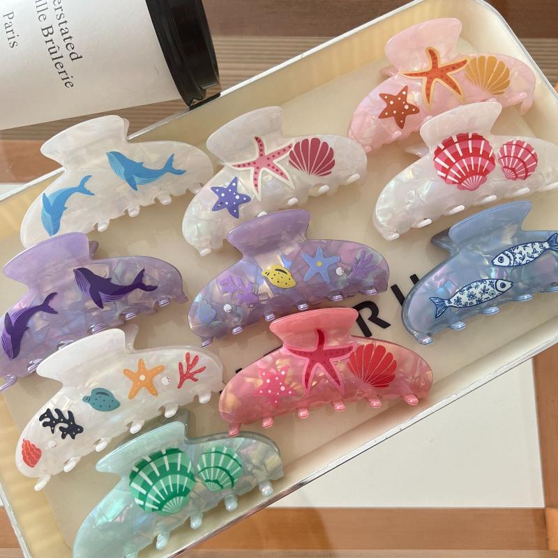Dopamine Underwater World Hair Claw Sea Star Shell Eco-Friendly Acrylic Hair Claw Clips Hair Accessories For Women Girls