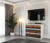 White Chest of Drawers 80 CM 3 S Vintage TV Cabinet Old Living Room Furniture