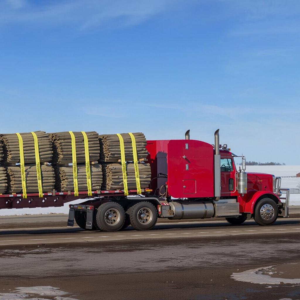 Winch Straps, 4" x 30', 6000 lbs Load Capacity, 18000 lbs Break Strength, Truck Straps with Flat Hook, Flatbed Tie Downs Cargo Control for Trailers,